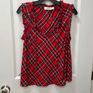 Vineyard vines holiday plaid sleeveless blouse Size Small.